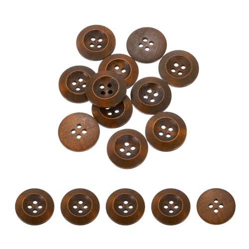 QUARKZMAN 100 Stück Holzknöpfe, 23mm (7/8") 4 Loch Runde Holz Nähen Knopf Handwerk für Nähen DIY Handwerk Kleidung, Kaffee von QUARKZMAN