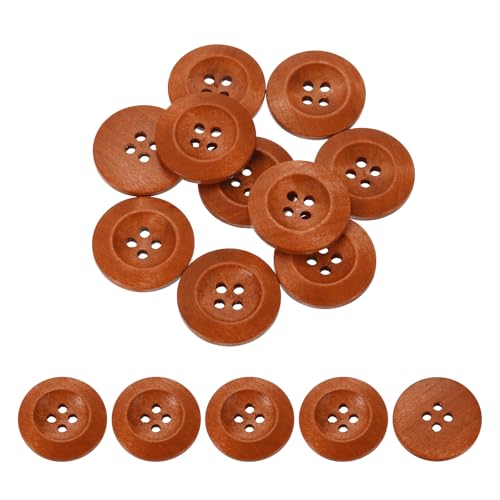 QUARKZMAN 100 Stück Holzknöpfe, 25mm (1") 4 Loch Runde Holz Nähen Knopf Handwerk für Nähen DIY Handwerk Kleidung, Braun von QUARKZMAN