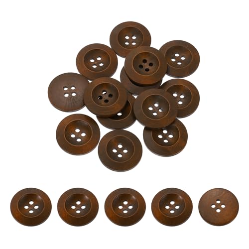 QUARKZMAN 100 Stück Holzknöpfe, 28mm (1 1/8") 4 Loch Hölzerne runde Knöpfe Nähen Knopf Handwerk für Nähen DIY Handwerk Kleidung, Kaffee von QUARKZMAN
