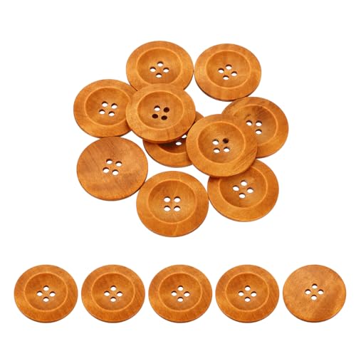QUARKZMAN 100 Stück Holzknöpfe, 38mm (1 1/2") 4 Loch Runde Holz Nähen Knopf Handwerk für Nähen DIY Handwerk Kleidung, Hellbraun von QUARKZMAN