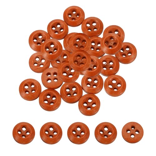 QUARKZMAN 100 Stück Holzknöpfe, 9mm (3/8") 4 Loch Hölzerne runde Knöpfe Nähen Knopf Handwerk für Nähen DIY Handwerk Kleidung, Braun von QUARKZMAN