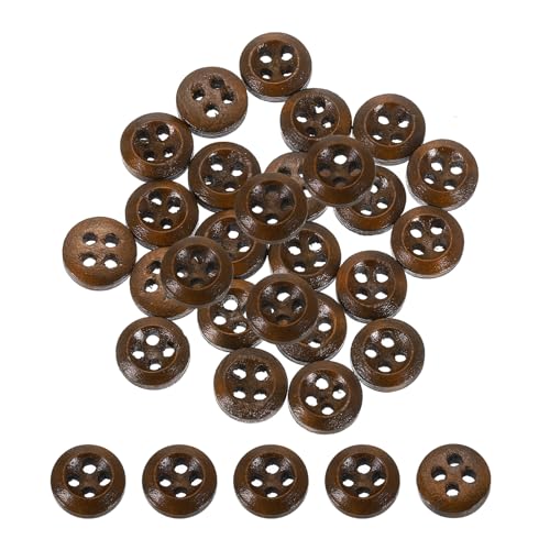 QUARKZMAN 100 Stück Holzknöpfe, 9mm (3/8") 4 Loch Hölzerne runde Knöpfe Nähen Knopf Handwerk für Nähen DIY Handwerk Kleidung, Kaffee von QUARKZMAN