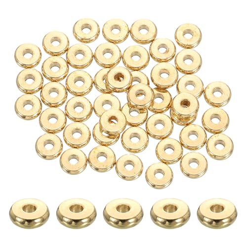 QUARKZMAN 100 Stück Messing-Abstandshalterperlen, 5mm flache runde Perlen Metall-Heishi-Perle langlebige Messing-Rondelle-Scheibenabstandshalter für die Herstellung von Armbändern, Gold von QUARKZMAN
