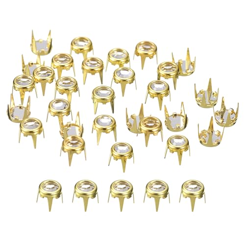 QUARKZMAN 100 Stück Strassnieten-Nachfüllungen, 6mm/0,24" Strassklauenperlen, Nieten Metallspitzen für DIY-Lederhandwerk Herstellung Geldbörse Kleidung, Goldrahmen + Weiße Steine QUARKZMAN 100 Stück Strassnieten-Nachfüllungen, 6mm/0,24" Strassklauenperlen, Nieten Metallspitzen für DIY-Lederhandwerk Herstellung Geldbörse Kleidung, Goldrahmen + Weiße Steine von QUARKZMAN