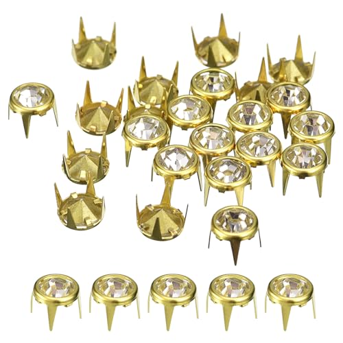 QUARKZMAN 100 Stück Strassnieten-Nachfüllungen, 8mm/0,31" Strassklauenperlen, Nieten Metallspitzen für DIY-Lederhandwerk Herstellung Geldbörse Kleidung, Goldrahmen + Weiße Steine QUARKZMAN 100 Stück Strassnieten-Nachfüllungen, 8mm/0,31" Strassklauenperlen, Nieten Metallspitzen für DIY-Lederhandwerk Herstellung Geldbörse Kleidung, Goldrahmen + Weiße Steine von QUARKZMAN