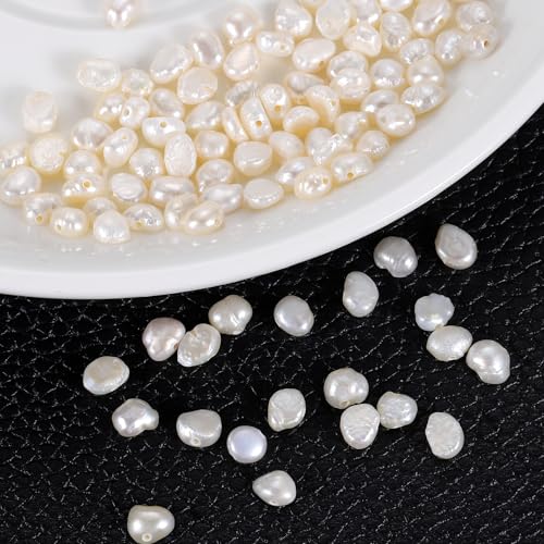 QUARKZMAN 100 Stück Süßwasserperlen, 4-5mm Unregelmäßige Lose Edelsteinperlen 0,8mm Seitliches Loch für Lederband Schmuckherstellung DIY Handwerk, Weiß QUARKZMAN 100 Stück Süßwasserperlen, 4-5mm Unregelmäßige Lose Edelsteinperlen 0,8mm Seitliches Loch für Lederband Schmuckherstellung DIY Handwerk, Weiß von QUARKZMAN