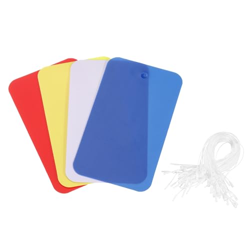 QUARKZMAN 100 Stück Versandanhänger wasserdichte mit Seil, 3.5 x 6 CM PVC Blanko Kunststoffanhänger Rechteckig für Namensetiketten Kleidung Anhänger Geschenkverpackung, Weiß/Rot/Gelb/Blau QUARKZMAN 100 Stück Versandanhänger wasserdichte mit Seil, 3.5 x 6 CM PVC Blanko Kunststoffanhänger Rechteckig für Namensetiketten Kleidung Anhänger Geschenkverpackung, Weiß/Rot/Gelb/Blau von QUARKZMAN