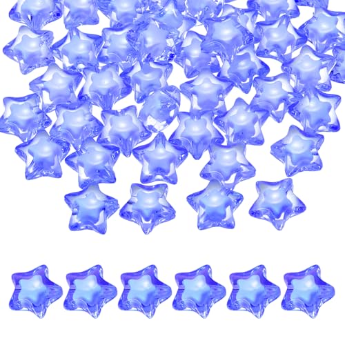 QUARKZMAN 100 Stücke Acryl Sternperlen, 14mm Sternförmige Pony Lose Abstandshalterperlen Für Freundschaftsarmband Halskettenschmuck Basteln DIY Handwerk Partydekoration Zubehör, Himmelblau von QUARKZMAN