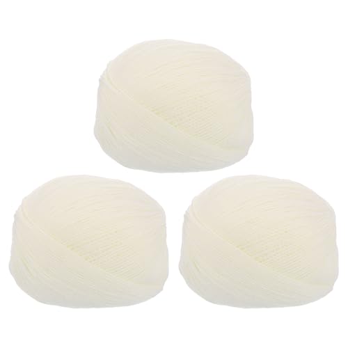 QUARKZMAN 100% Wolle Garn, 4-fädige Wollroving Luxuriöses und weiches handgefärbtes Garn zum Handstricken und Häkeln, 3,52 Unzen, 306 Yard (Weiß, 3 Ball) von QUARKZMAN