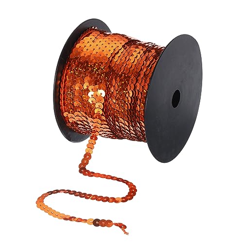 QUARKZMAN 100 Yards Flach Pailletten Streifen 6mm Laser Pailletten Stoff Paillette Dreieck Pailletten Trimmen für Handwerk Basteln Pailletten Fransen Nähen Klingeln Bronze von QUARKZMAN