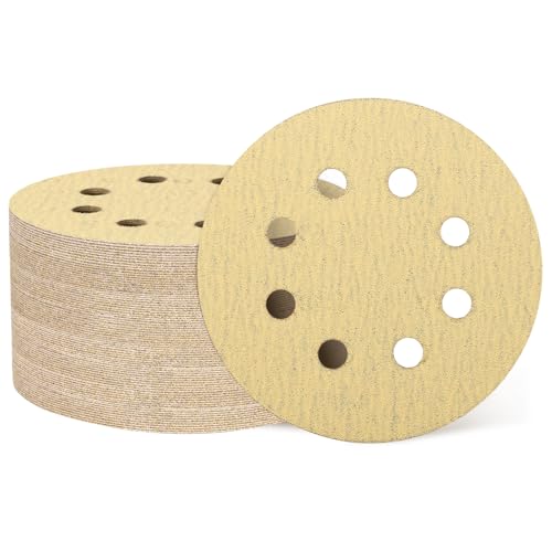 QUARKZMAN 1000 Stück 125mm 5 Zoll Schleifscheibe 8 Loch 120 Körnung Klett-Schleifpapier Exzenterschleifer Pads für Holzbearbeitung Automobil Metall, Gold QUARKZMAN 1000 Stück 125mm 5 Zoll Schleifscheibe 8 Loch 120 Körnung Klett-Schleifpapier Exzenterschleifer Pads für Holzbearbeitung Automobil Metall, Gold von QUARKZMAN