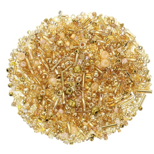 QUARKZMAN 1000 Stück Glasperlen zum Auffädeln, 1-4mm Armband Perlen Gemischte Perlenset, Mini Glasperlen Zwischenperlen für Armbänder Selber Machen DIY Ohrringe Halsketten, Gold QUARKZMAN 1000 Stück Glasperlen zum Auffädeln, 1-4mm Armband Perlen Gemischte Perlenset, Mini Glasperlen Zwischenperlen für Armbänder Selber Machen DIY Ohrringe Halsketten, Gold von QUARKZMAN