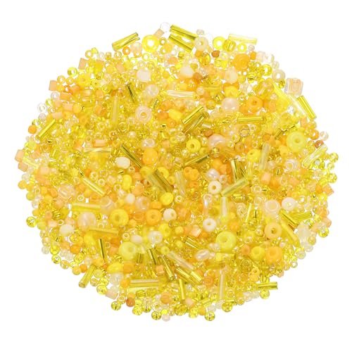 QUARKZMAN 1000 Stück Glasperlen zum Auffädeln, 1-4mm Armband Perlen Gemischte Perlenset, Mini Glasperlen Zwischenperlen für Armbänder Selber Machen DIY Ohrringe Halsketten, Gelb QUARKZMAN 1000 Stück Glasperlen zum Auffädeln, 1-4mm Armband Perlen Gemischte Perlenset, Mini Glasperlen Zwischenperlen für Armbänder Selber Machen DIY Ohrringe Halsketten, Gelb von QUARKZMAN