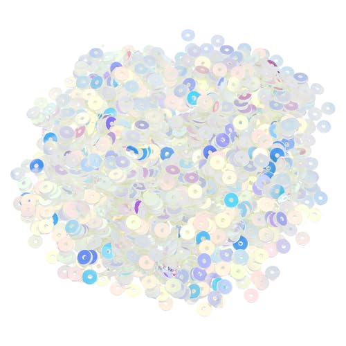 QUARKZMAN 10000 Stück Flache Lose Pailletten 4MM Bulk Cup Pailletten Pailletten Stickerei Pailletten Runde Pailetten mit Löchern für Schmuckherstellung Handwerk Nähen Make-up Nagel, Beige von QUARKZMAN