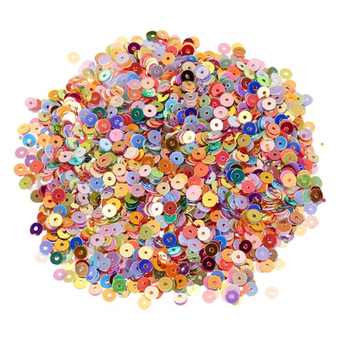 QUARKZMAN 10000 Stück Flache Lose Pailletten 4MM Bulk Cup Pailletten Stickerei Pailletten Runde Pailetten mit Löchern für Schmuckherstellung Basteln Nähen Make-up Nagel, Gemischte Farbe von QUARKZMAN