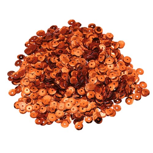 QUARKZMAN 10000 Stück lose Pailletten 6MM Bulk Cup Pailletten Pailletten Stickerei Pailletten Runde Pailetten mit Löchern für Schmuckherstellung Handwerk Nähen Make-up Nagel, Orange von QUARKZMAN