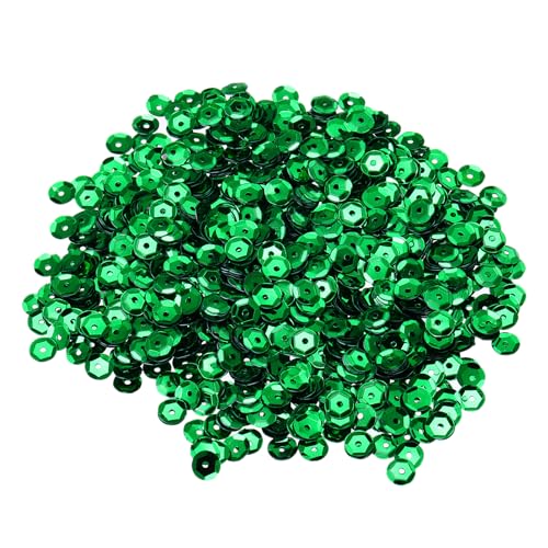 QUARKZMAN 10000 Stück lose Pailletten 6MM Bulk Cup Pailletten Stickerei Pailletten Runde Pailetten mit Löchern für Schmuckherstellung Handwerk Nähen Make-up Nagel, Grün von QUARKZMAN
