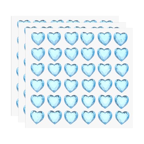 QUARKZMAN 108 Stück Herz-Rhinestone 10mm Selbstklebende Strasssteine Schmuckaufkleber für Schmuckherstellung, Valentins-Make-up, DIY-Basteln, Hellblau von QUARKZMAN