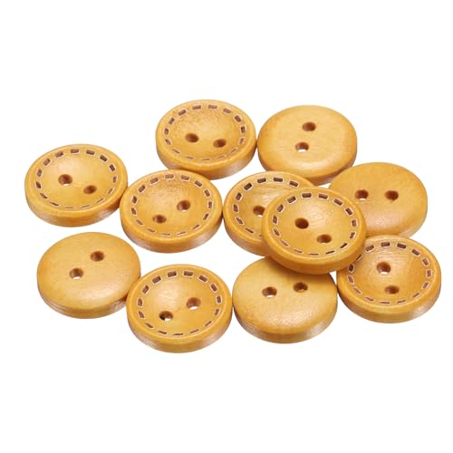 QUARKZMAN 10Stk 24L Holz Nähen Knopf 5/8"(15mm) 2 Löcher Holz Rund Handwerk Ersatz Knöpfe Für Nähen Kleidung Kissen DIY Handwerk Dekoration, Orange von QUARKZMAN