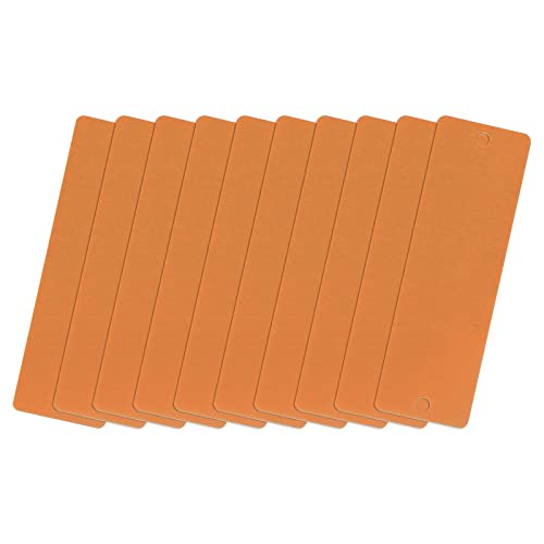 QUARKZMAN 10Stk 45x15x0.3mm Aluminium Leere Etiketten Rechteck Gravur Rohlinge Karte mit 2 Loch für Maschinen Namensschild Heimwerker Etikett Anhänger (Kupfer Ton) von QUARKZMAN