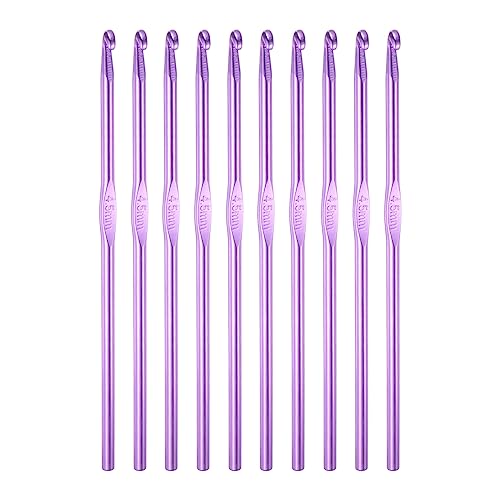 QUARKZMAN 10Stk Aluminum Häkeln Haken 4.5mm US Größe 7 Gestreifte Nadeln für Basteln Garn Lila QUARKZMAN 10Stk Aluminum Häkeln Haken 4.5mm US Größe 7 Gestreifte Nadeln für Basteln Garn Lila von QUARKZMAN