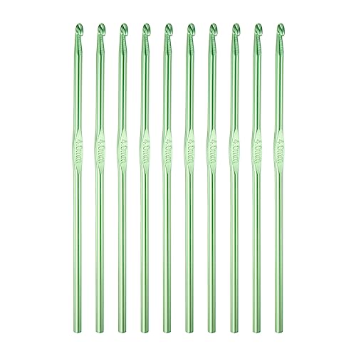QUARKZMAN 10Stk Aluminum Häkeln Haken 4mm US Größe G (Größe 6) Gestreifte Nadeln für Basteln Garn Grün von QUARKZMAN