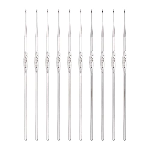 QUARKZMAN 10Stk Edelstahl Häkeln Haken 0.6mm Gestreifte Nadeln für Basteln Garn von QUARKZMAN