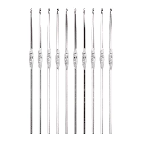 QUARKZMAN 10Stk Edelstahl Häkeln Haken 1.4mm US Größe 9 Gestreifte Nadeln für Basteln Garn von QUARKZMAN