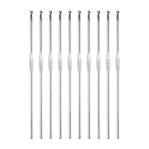 QUARKZMAN 10Stk Edelstahl Häkeln Haken 2.5mm Gestreifte Nadeln für Basteln Garn von QUARKZMAN