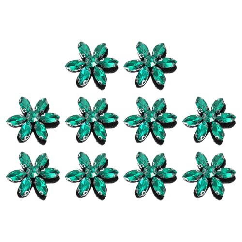 QUARKZMAN 10Stk Handgefertigte Blumen Perlen Applikationen, Glas Kristall Applikationen Stickerei Nähen Perlen Blumen Applikation Patch Für Kleidung Taschen Stirnband Deko, Grün von QUARKZMAN