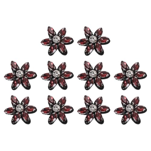 QUARKZMAN 10Stk Handgemachte Blumen Perlen Applikationen, Glas Kristall Applikationen Stickerei Nähen Perlen Blumen Applikation Für Kleidung Taschen Haarband Deko, Hellrot/Klar von QUARKZMAN