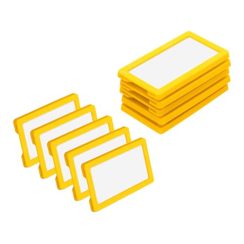 QUARKZMAN 10Stk Magnetische Etiketten Halter 2.8 x 1.6" Daten Karten Halter mit Papier Karten und Schutz Folien für Regal Wandtafel Werkzeugkasten Metall Wand Schrank Schublade Gelb von QUARKZMAN