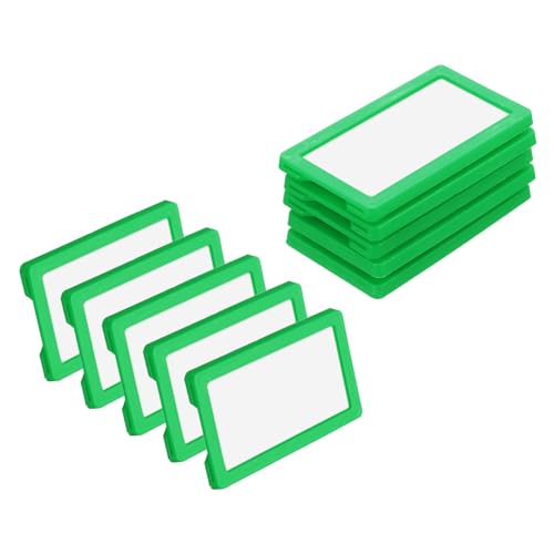 QUARKZMAN 10Stk Magnetische Etiketten Halter 2.8 x 1.6" Daten Karten Halter mit Papier Karten und Schutz Folien für Regal Wandtafel Werkzeugkasten Metall Wand Schrank Schublade Grün von QUARKZMAN