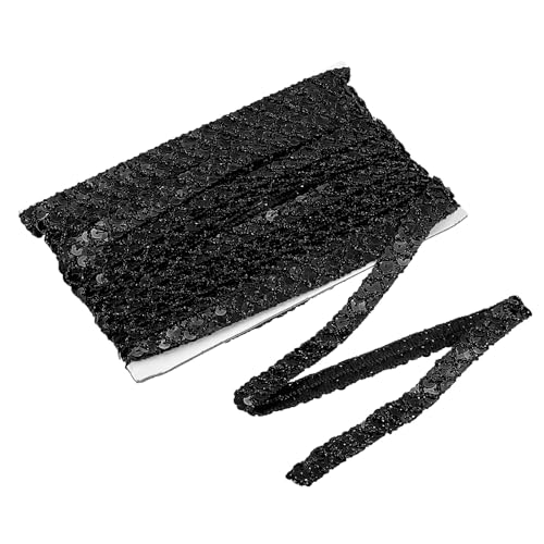 QUARKZMAN 11 Yard Paillettenbesatzband 0,6 Zoll Pailletten-Gimp-Borte Perlen Spitzenband Paillettenstoff Flache Bortenstreifen für Basteln Nähen Kleidung Zuhause Party Dekoration, Schwarz QUARKZMAN 11 Yard Paillettenbesatzband 0,6 Zoll Pailletten-Gimp-Borte Perlen Spitzenband Paillettenstoff Flache Bortenstreifen für Basteln Nähen Kleidung Zuhause Party Dekoration, Schwarz von QUARKZMAN