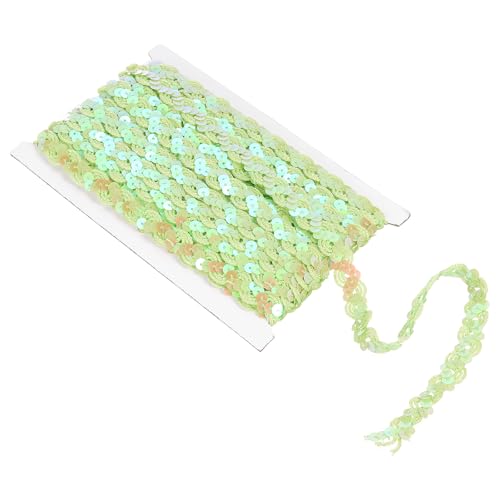 QUARKZMAN 11 Yards 0,6 Zoll Paillettenband, Flaches Paillettenband für Näharbeiten Kostümverzierungen, Hellgrün von QUARKZMAN