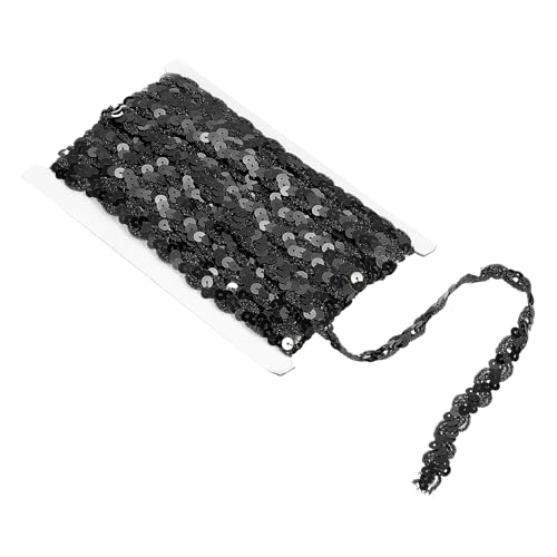 QUARKZMAN 11 Yards 0,6 Zoll Paillettenband, Flaches Paillettenband für Näharbeiten Kostümverzierungen, Schwarz von QUARKZMAN