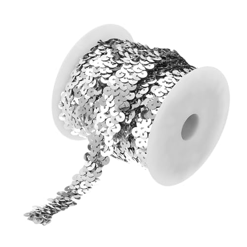 QUARKZMAN 11 Yards 0.8 Zoll Elastische Paillettenborte 3-Reihige Flache Paillettenband Paillettenstoffband für Basteln DIY Paillettenfransen Nähen Silber QUARKZMAN 11 Yards 0.8 Zoll Elastische Paillettenborte 3-Reihige Flache Paillettenband Paillettenstoffband für Basteln DIY Paillettenfransen Nähen Silber von QUARKZMAN