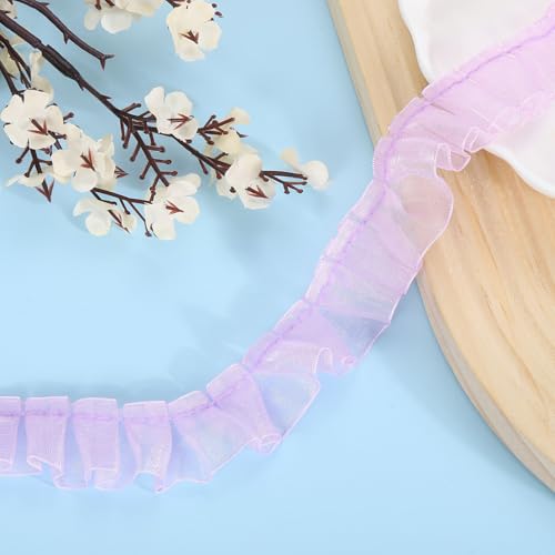 QUARKZMAN 11 Yards Rüschen Spitzenband 2,5 cm/1" Plissierte Organza Spitzenkante Band Nähen Spitzenstoff für DIY Handwerk Kleid Kleidung Hochzeit Geschenk Haus Dekoration, Hell Lila QUARKZMAN 11 Yards Rüschen Spitzenband 2,5 cm/1" Plissierte Organza Spitzenkante Band Nähen Spitzenstoff für DIY Handwerk Kleid Kleidung Hochzeit Geschenk Haus Dekoration, Hell Lila von QUARKZMAN