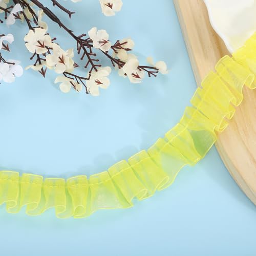 QUARKZMAN 11 Yards Rüschen Spitzenband 2,5 cm/1" Plissierte Organza Spitzenkante Band Nähen Spitzenstoff für DIY Handwerk Kleidung Hochzeit Geschenk Heimdekoration, Gelb QUARKZMAN 11 Yards Rüschen Spitzenband 2,5 cm/1" Plissierte Organza Spitzenkante Band Nähen Spitzenstoff für DIY Handwerk Kleidung Hochzeit Geschenk Heimdekoration, Gelb von QUARKZMAN