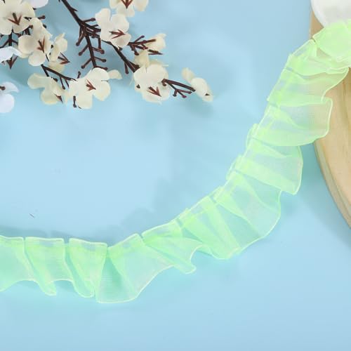 QUARKZMAN 11 Yards Rüschen Spitzenband 2,5 cm/1" Plissierte Organza Spitzenkante Band Nähen Spitzenstoff für DIY Handwerk Kleidung Hochzeit Geschenk Heimdekoration, Grün von QUARKZMAN