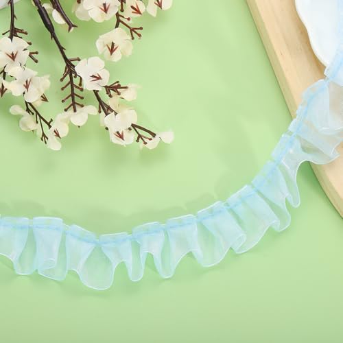 QUARKZMAN 11 Yards Rüschen Spitzenband 2,5 cm/1" Plissierte Organza Spitzenkante Band Nähen Spitzenstoff für DIY Handwerk Kleidung Hochzeit Geschenk Heimdekoration, Hellblau QUARKZMAN 11 Yards Rüschen Spitzenband 2,5 cm/1" Plissierte Organza Spitzenkante Band Nähen Spitzenstoff für DIY Handwerk Kleidung Hochzeit Geschenk Heimdekoration, Hellblau von QUARKZMAN