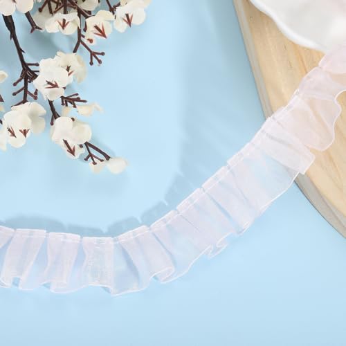 QUARKZMAN 11 Yards Rüschen Spitzenband 2,5 cm/1" Plissierte Organza Spitzenkante Band Nähen Spitzenstoff für DIY Handwerk Kleidung Hochzeit Geschenk Heimdekoration, Hellrosa von QUARKZMAN
