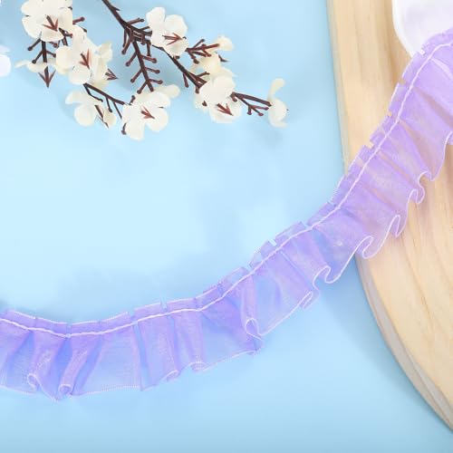 QUARKZMAN 11 Yards Rüschen Spitzenband 2,5 cm/1" Plissierte Organza Spitzenkante Band Nähen Spitzenstoff für DIY Handwerk Kleidung Hochzeit Geschenk Heimdekoration, Lila von QUARKZMAN