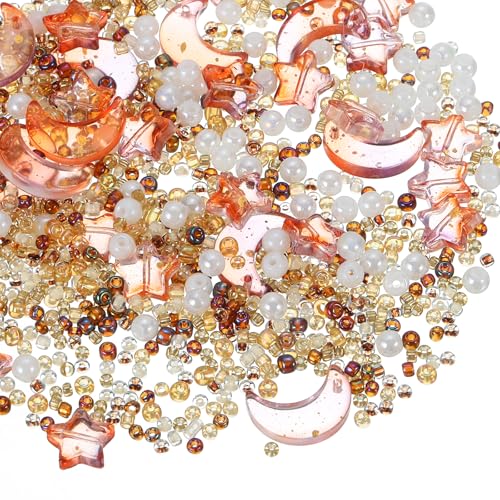 QUARKZMAN 110 Stück Stern Mond Perlen, Stern Mond Acrylperlen Kristallperlen zum Auffädeln Abstandsperlen für Armbänder Selber Machen Schmuckherstellung Handwerk, Braun QUARKZMAN 110 Stück Stern Mond Perlen, Stern Mond Acrylperlen Kristallperlen zum Auffädeln Abstandsperlen für Armbänder Selber Machen Schmuckherstellung Handwerk, Braun von QUARKZMAN