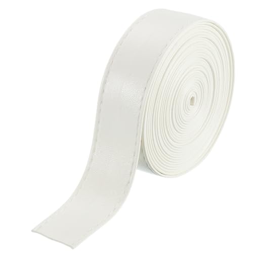 QUARKZMAN 118 Zoll Doppelseitiger PU-Lederriemen, 0,79 Zoll breite Flache Lederstreifen-Schnur für Kleidungstaschen-DIY-Bastelarbeiten (Weiß) von QUARKZMAN