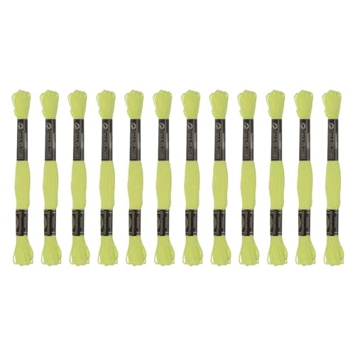 QUARKZMAN 12 Stränge Stickgarn 8,75 Yards (8 m) ägyptische Langstapel-Baumwolle Kreuzstichgarn für Nähen DIY Armbandgarn und Handwerk, Grün-Gelb (6012) von QUARKZMAN