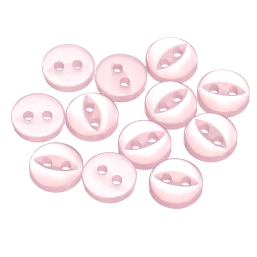 QUARKZMAN 12 Stück Knöpfe 9mm Harz Buttons zum Annähen 2 Löcher Runde Bastelknöpfe für Bekleidung Bettwäsche Hosen Hemd Blusen Kleider Rock Handwerk Selber Machen, Rosa von QUARKZMAN