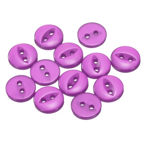 QUARKZMAN 12 Stück Knöpfe 10mm Harz Buttons zum Annähen 2 Löcher Runde Bastelknöpfe für Bekleidung Bettwäsche Hosen Hemd Blusen Kleider Rock Handwerk Selber Machen, Lila von QUARKZMAN