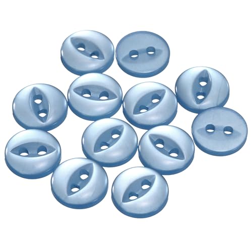 QUARKZMAN 12 Stück Knöpfe 11,5mm Harz Buttons zum Annähen 2 Löcher Runde Bastelknöpfe für Bekleidung Bettwäsche Hosen Hemd Blusen Kleider Rock Handwerk Selber Machen, Hellblau von QUARKZMAN