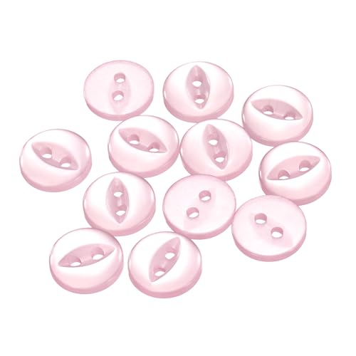 QUARKZMAN 12 Stück Knöpfe 11,5mm Harz Buttons zum Annähen 2 Löcher Runde Bastelknöpfe für Bekleidung Bettwäsche Hosen Hemd Blusen Kleider Rock Handwerk Selber Machen, Rosa von QUARKZMAN
